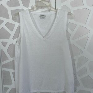 J. Crew White V-Neck Tank Top